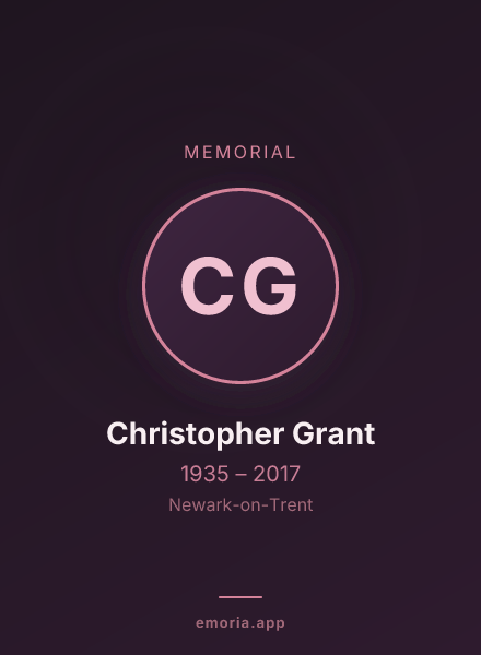 Memorial portrait of Christopher Grant