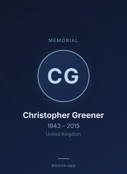 Memorial portrait of Christopher Greener