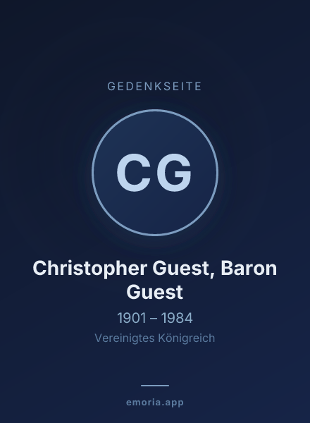 Gedenkportrait von Christopher Guest, Baron Guest