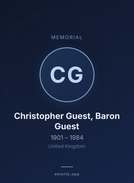 Memorial portrait of Christopher Guest, Baron Guest