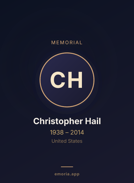 Memorial portrait of Christopher Hail