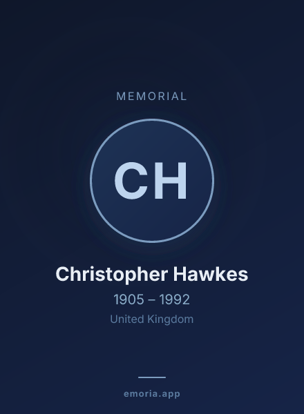 Memorial portrait of Christopher Hawkes