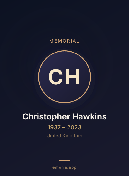 Memorial portrait of Christopher Hawkins