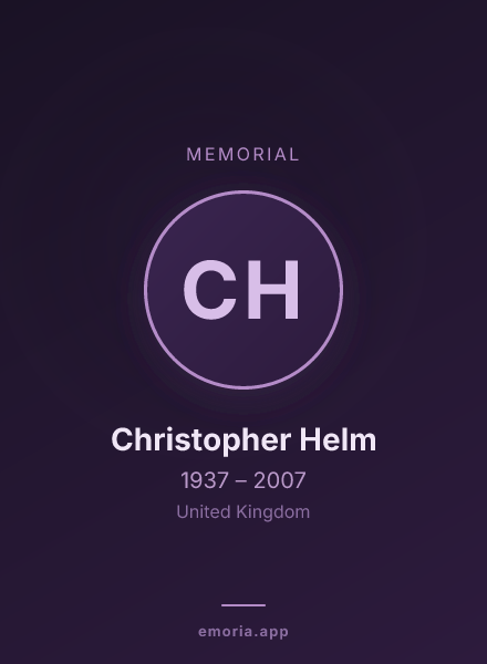 Memorial portrait of Christopher Helm