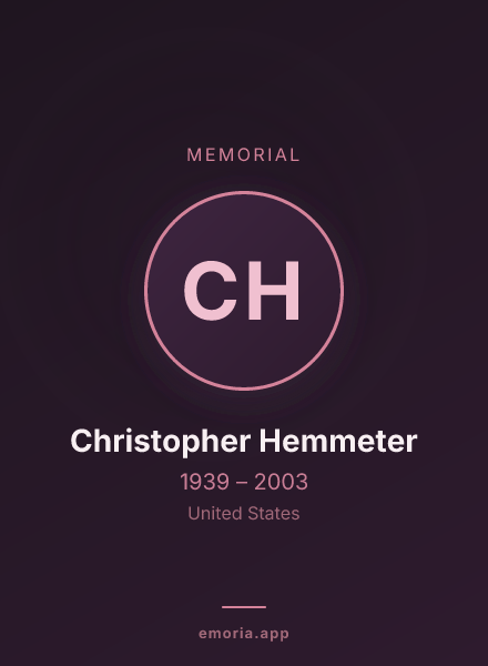 Memorial portrait of Christopher Hemmeter