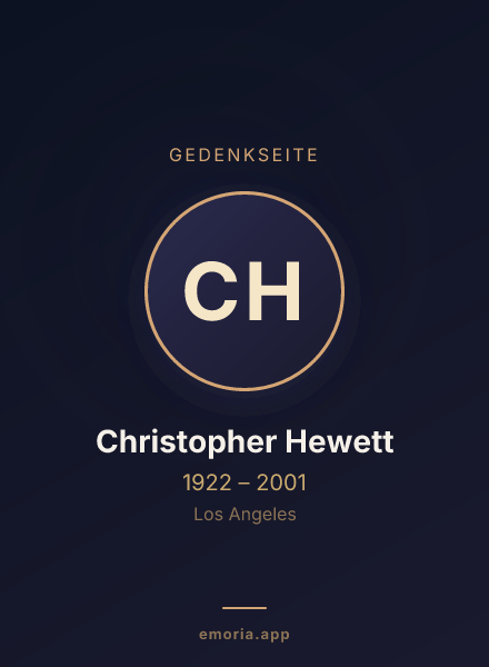 Gedenkportrait von Christopher Hewett