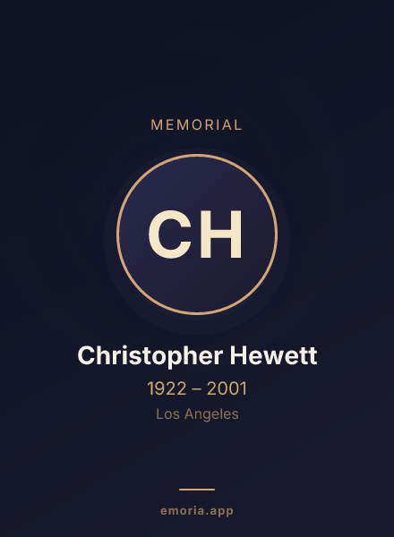Memorial portrait of Christopher Hewett