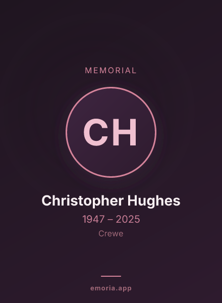 Memorial portrait of Christopher Hughes