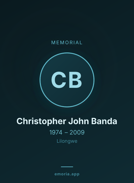 Memorial portrait of Christopher John Banda