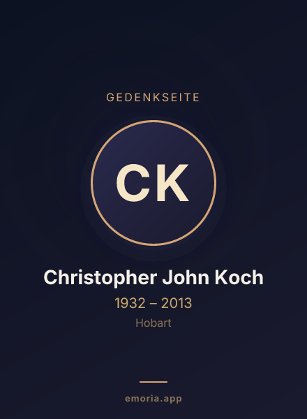 Gedenkportrait von Christopher John Koch