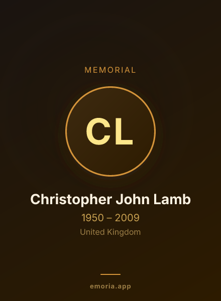 Memorial portrait of Christopher John Lamb