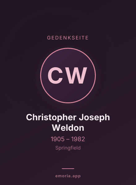 Gedenkportrait von Christopher Joseph Weldon