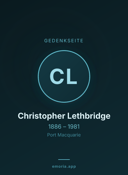 Gedenkportrait von Christopher Lethbridge