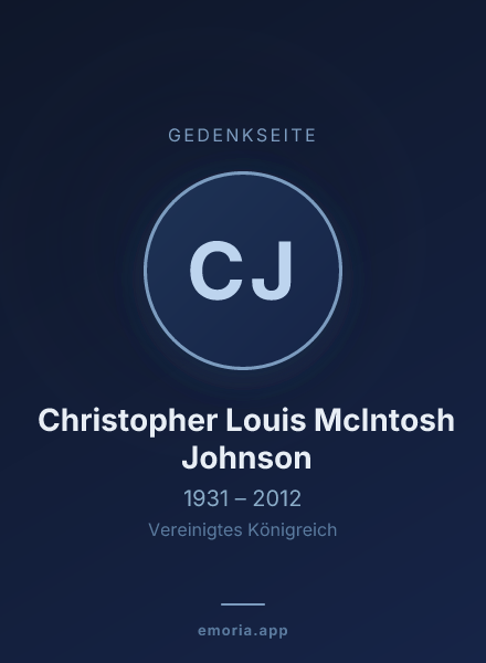Gedenkportrait von Christopher Louis McIntosh Johnson