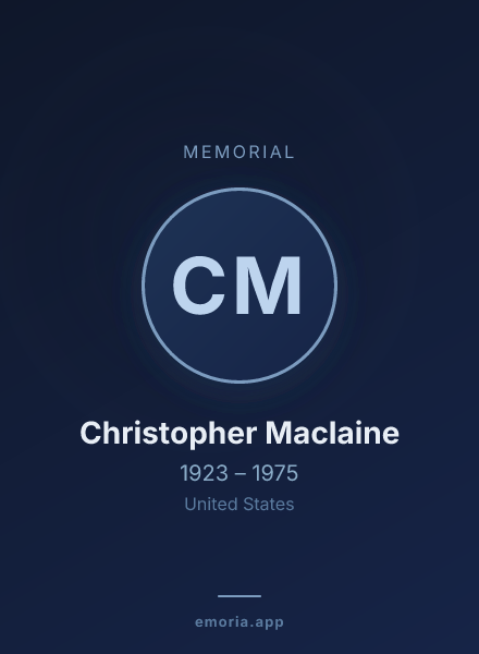 Memorial portrait of Christopher Maclaine