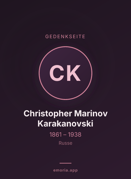 Gedenkportrait von Christopher Marinov Karakanovski