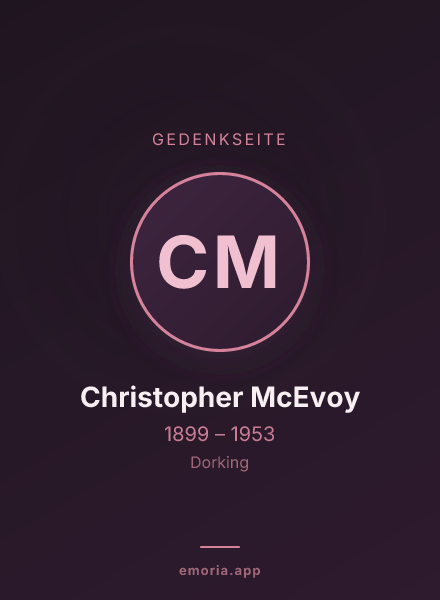 Gedenkportrait von Christopher McEvoy