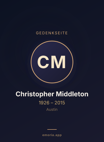 Gedenkportrait von Christopher Middleton
