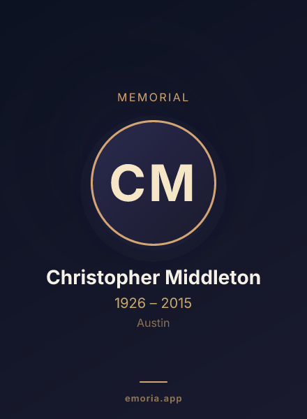 Memorial portrait of Christopher Middleton