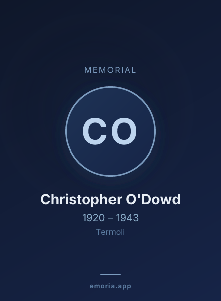 Memorial portrait of Christopher O'Dowd