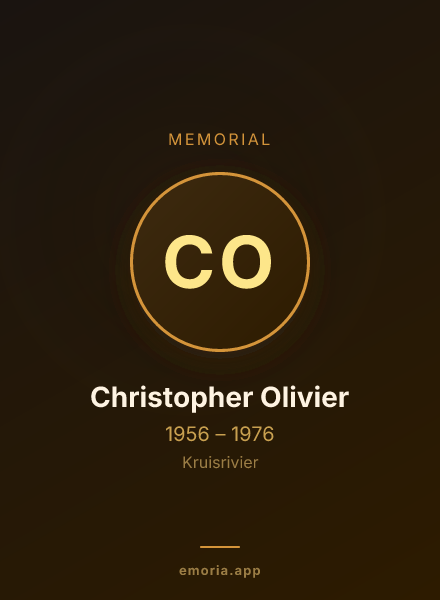 Memorial portrait of Christopher Olivier