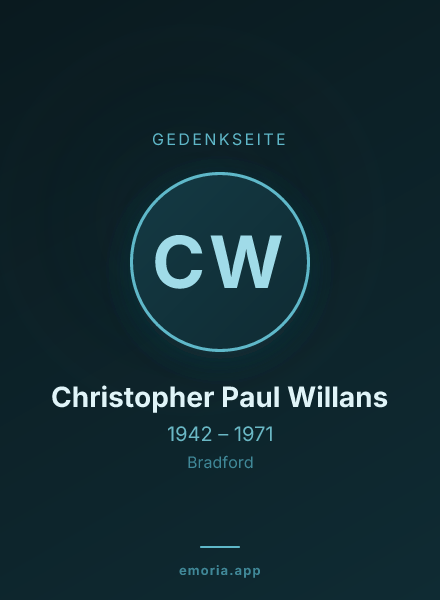 Gedenkportrait von Christopher Paul Willans