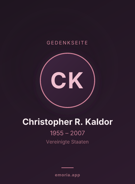 Gedenkportrait von Christopher R. Kaldor