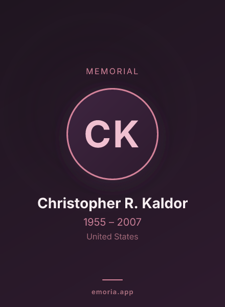 Memorial portrait of Christopher R. Kaldor