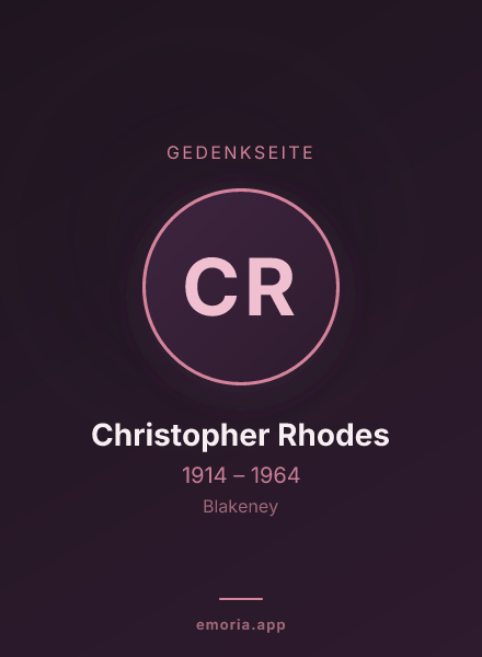 Gedenkportrait von Christopher Rhodes