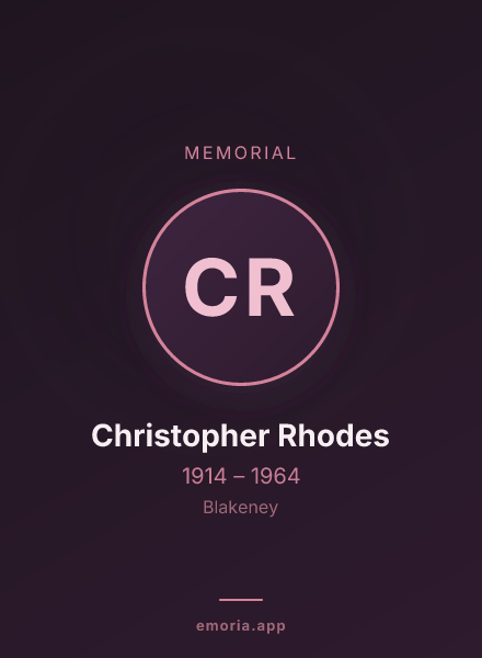 Memorial portrait of Christopher Rhodes