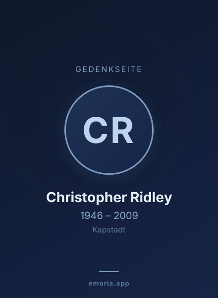 Gedenkportrait von Christopher Ridley