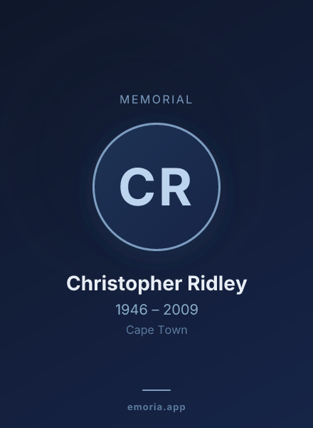 Memorial portrait of Christopher Ridley