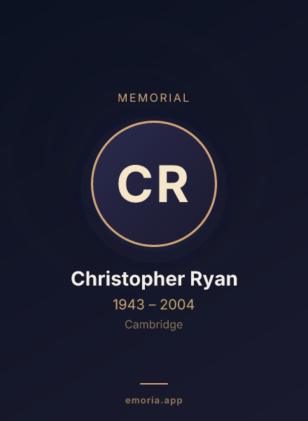 Memorial portrait of Christopher Ryan