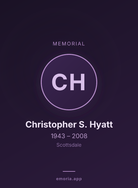 Memorial portrait of Christopher S. Hyatt