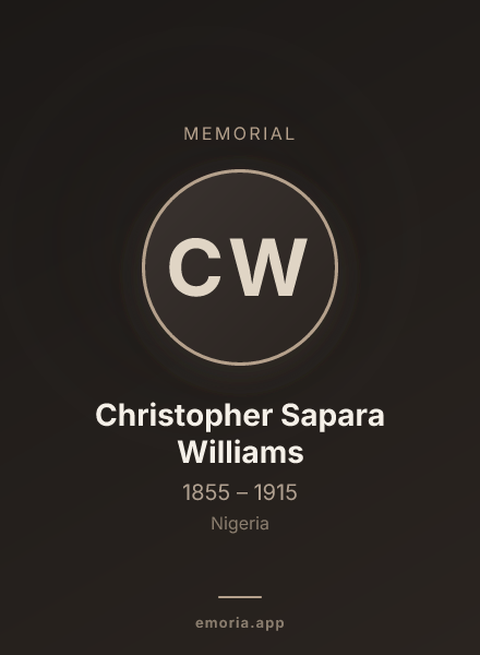 Memorial portrait of Christopher Sapara Williams