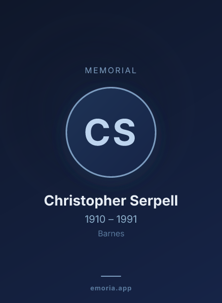 Memorial portrait of Christopher Serpell