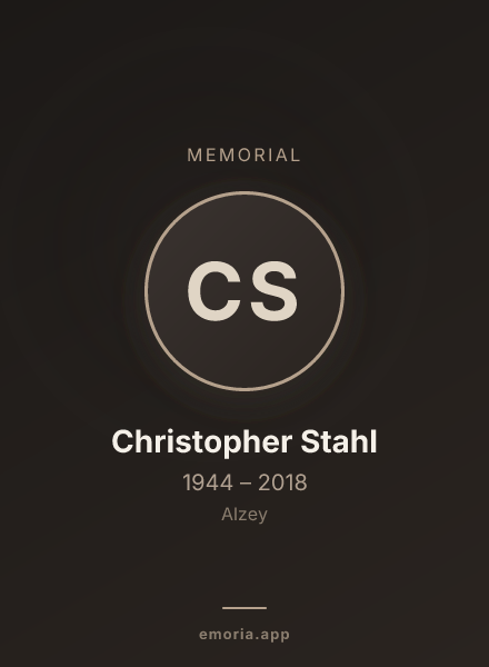 Memorial portrait of Christopher Stahl