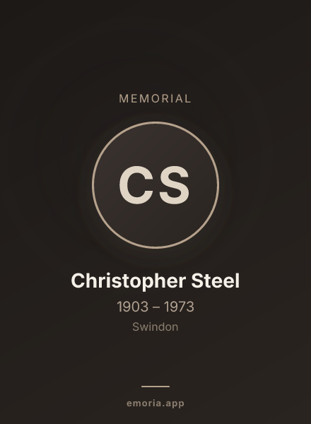 Memorial portrait of Christopher Steel