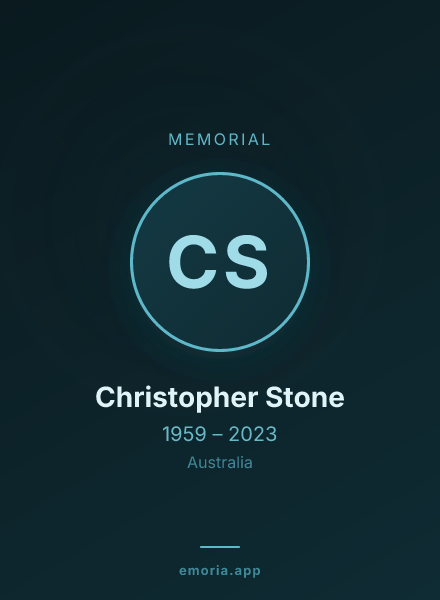 Memorial portrait of Christopher Stone