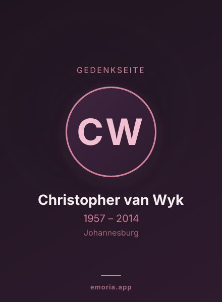 Gedenkportrait von Christopher van Wyk