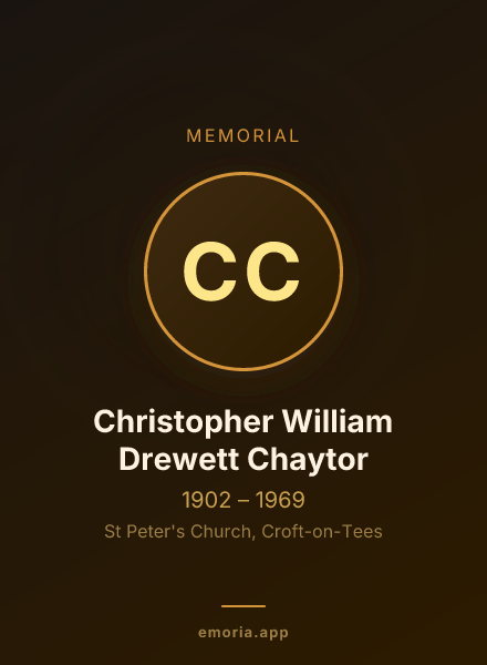 Memorial portrait of Christopher William Drewett Chaytor
