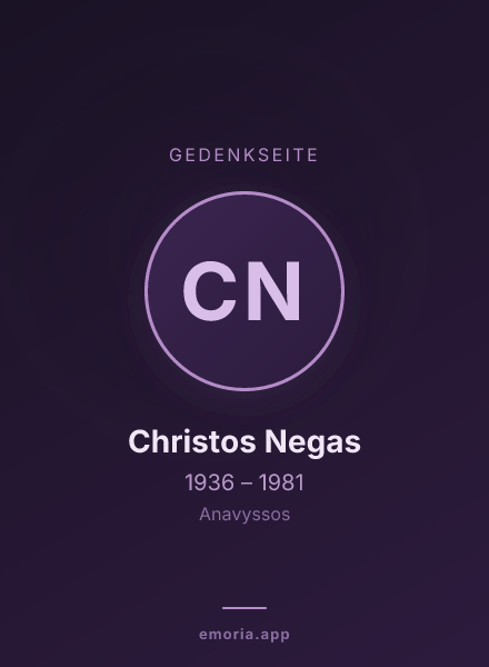 Gedenkportrait von Christos Negas