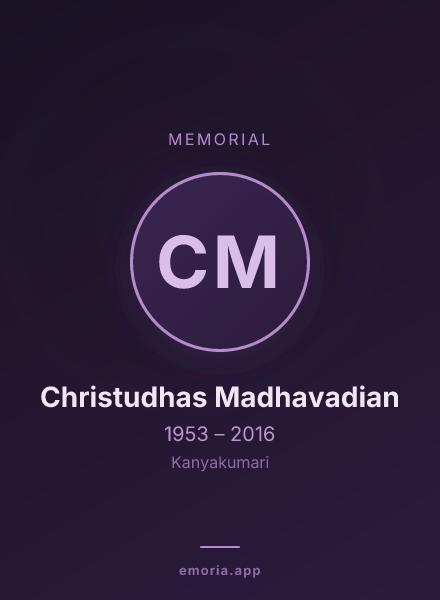 Memorial portrait of Christudhas Madhavadian