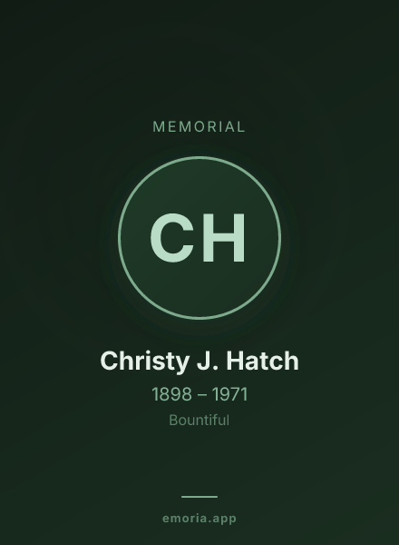 Memorial portrait of Christy J. Hatch