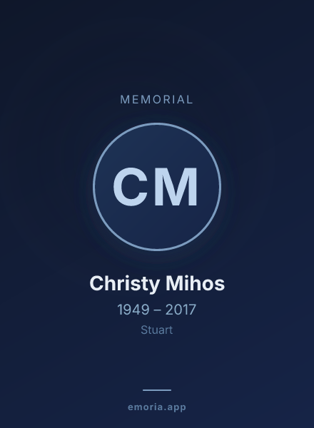 Memorial portrait of Christy Mihos
