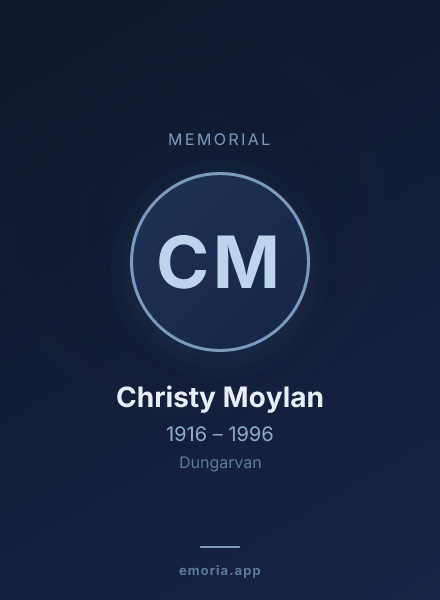 Memorial portrait of Christy Moylan