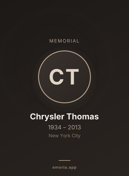 Memorial portrait of Chrysler Thomas