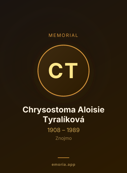 Memorial portrait of Chrysostoma Aloisie Tyralíková