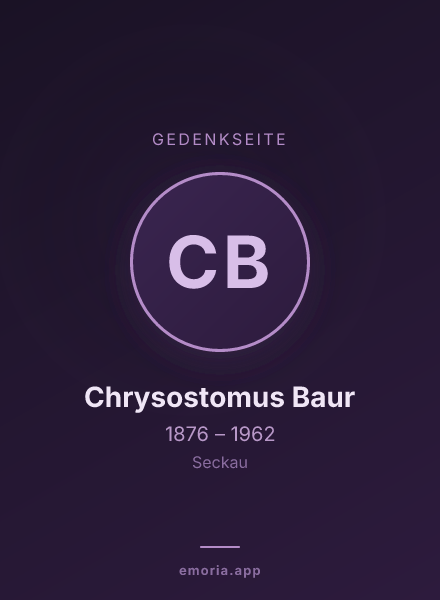 Gedenkportrait von Chrysostomus Baur
