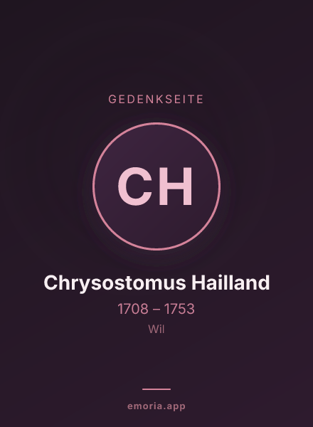 Gedenkportrait von Chrysostomus Hailland